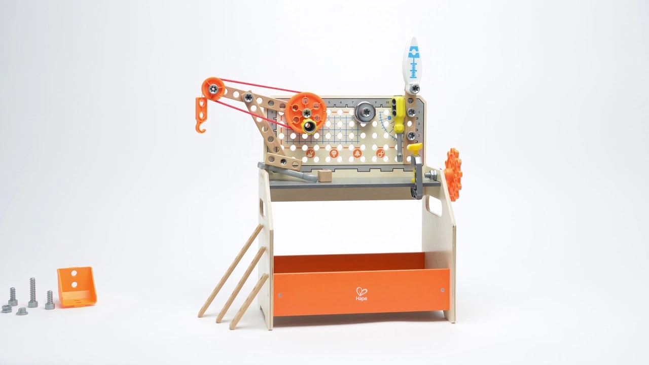 Junior Inventor Discovery Scientific Wooden Workbench - 4 + 58 pieces