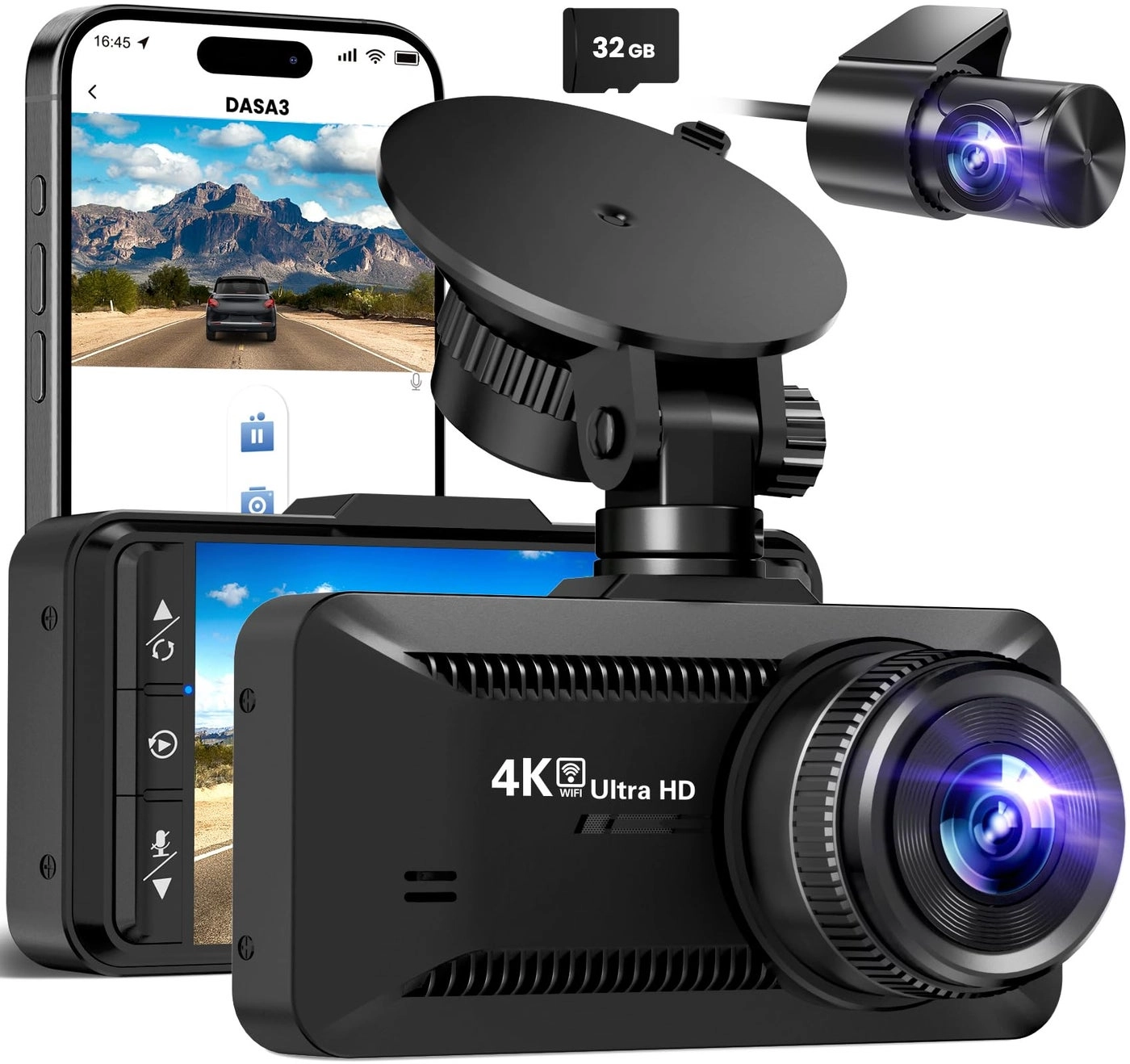 SUVCON Dash Cam Front and Rear - 4K/1080P