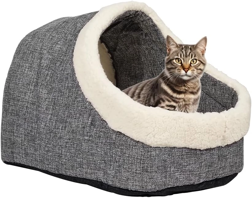 NNC Baby Pets Supplies Semi-enclosed cat cave bed - 35 cm soft lamb wool