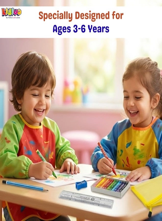 Colouring Book + Pouch + Pack of Wax Colours + Pencil + Sharpener + Eraser + Scale - 1 Colouring Book, 1 Pouch, 1 Pack of Wax Colours (12 Shades), 1 Pencil, 1 Sharpener, 1 Eraser, 1 Scale