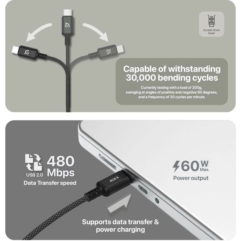 CASA S200 Cable 60W USB-C to USB-C 2m Braided