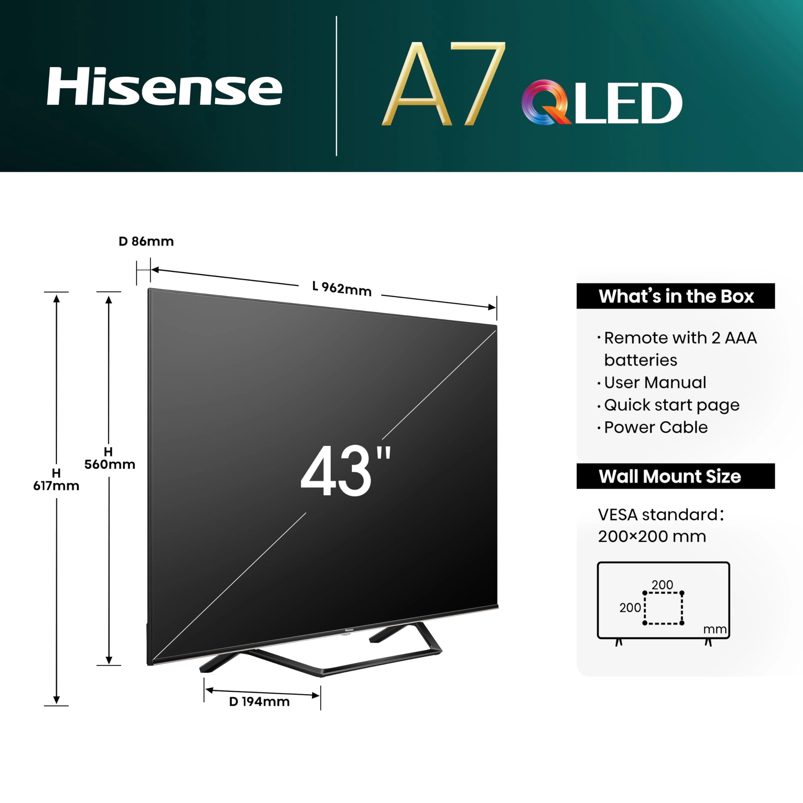 43A7NQTUK - 43 inches