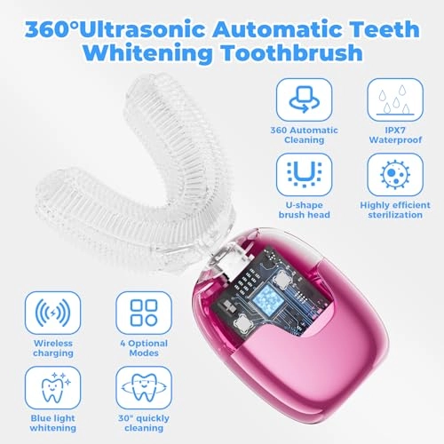 U-Shaped Ultrasonic Toothbrush - 360° Cleaning IPX7 Waterproof Rechargeable