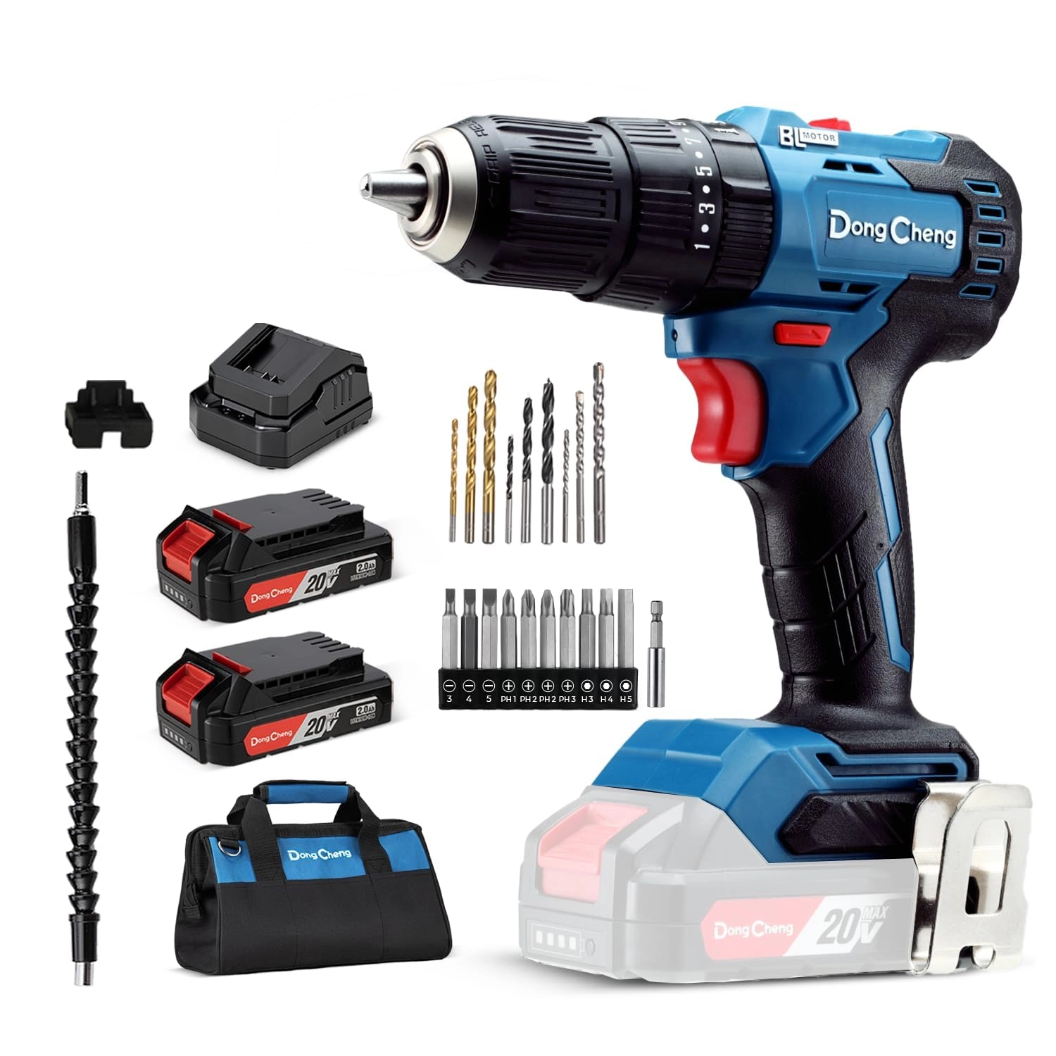 Dong Cheng 20V MAX Brushless Hammer Drill - 2 Amp Hours