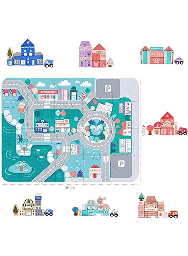 Wooden Building Block Set - Urban 115pcs