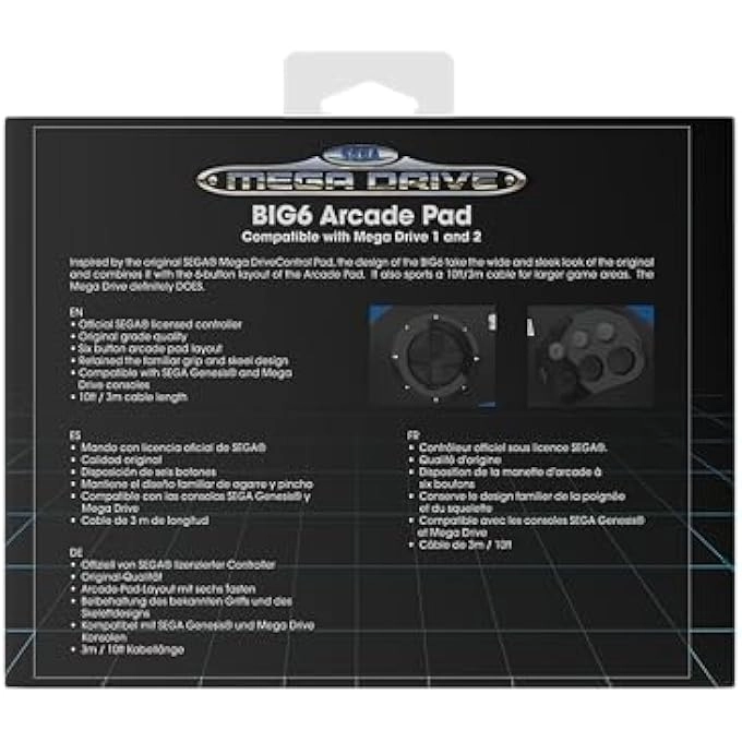 BIG6 CONTROLLER PAD - BLACK SEGA Genesis Mega Drive