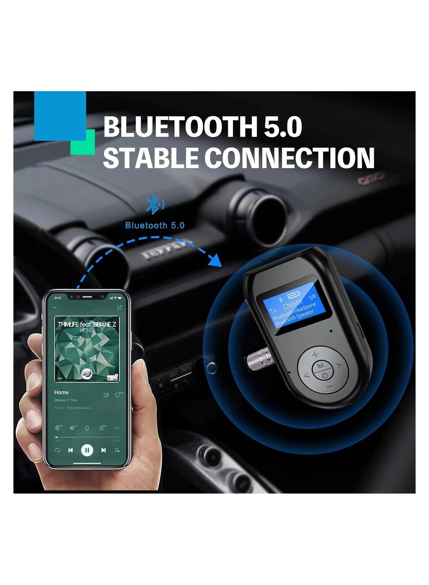 Bluetooth Transmitter and Receiver - Bluetooth 5.0 USB Battery