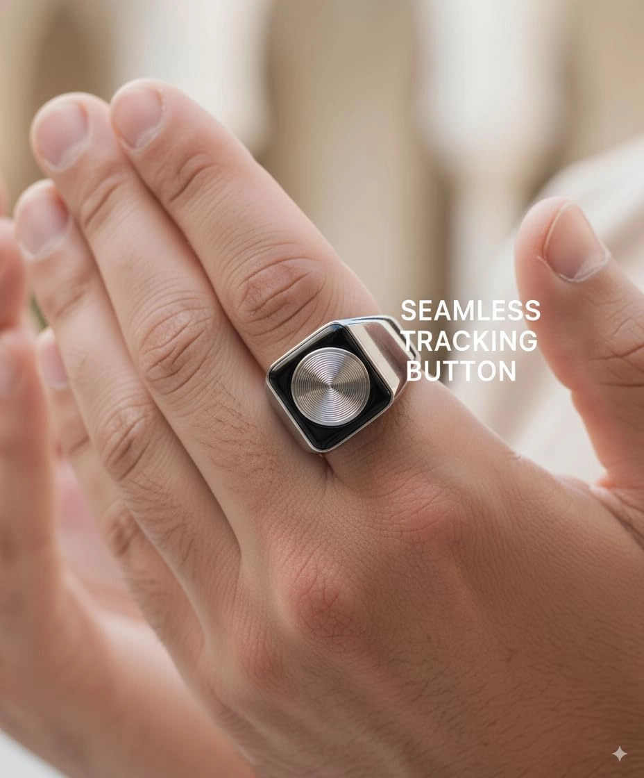 Smart Qibla Tasbih Counter Ring ABS GPS