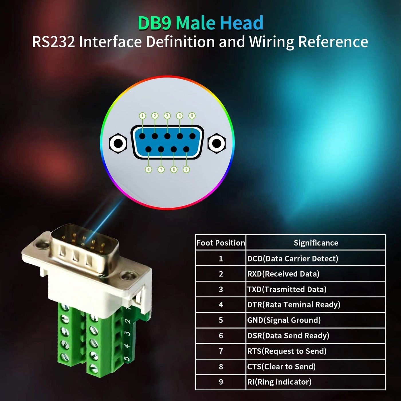 DB9 Male Solderless Connector