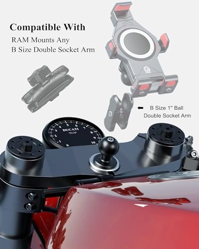 Fork Stem Mount Base - 1'' TPU Ball 12mm to 25.4mm