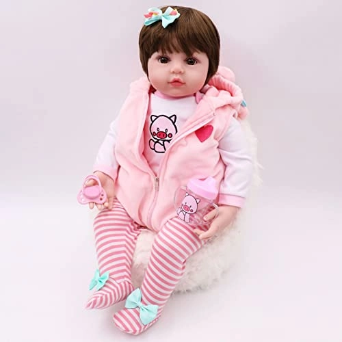 Rebirth Baby Doll - 48cm/58cm Silicone Limbs Cloth Body Panda Clothes Gift Set