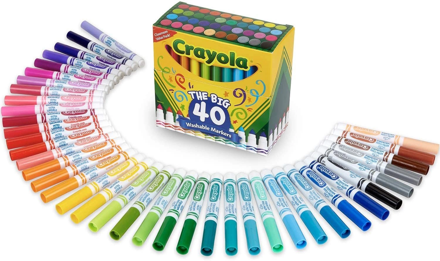 Ultra-Clean Washable Markers - 40 Ct Assorted Broad Line