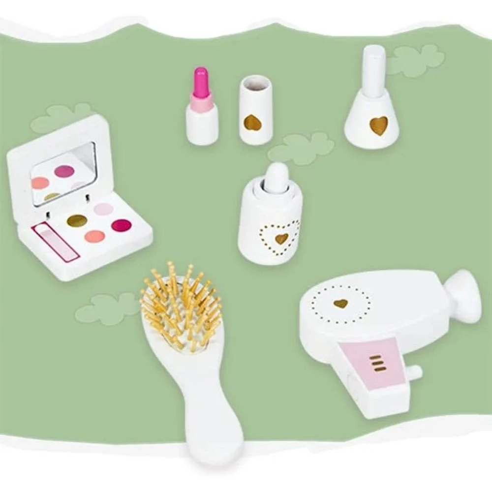 Kids Wooden Vanity Set - mirror stool accessories (5551007-W08H102B)