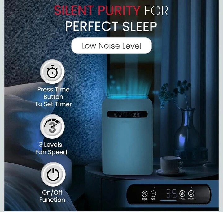 Air Purifier - 3-Stage Filtration HEPA Carbon 32m² Coverage