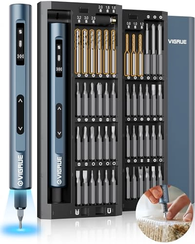VIGRUE Mini Electric Screwdriver - 400RPM 5 Torque Level 48 Magnetic Bits