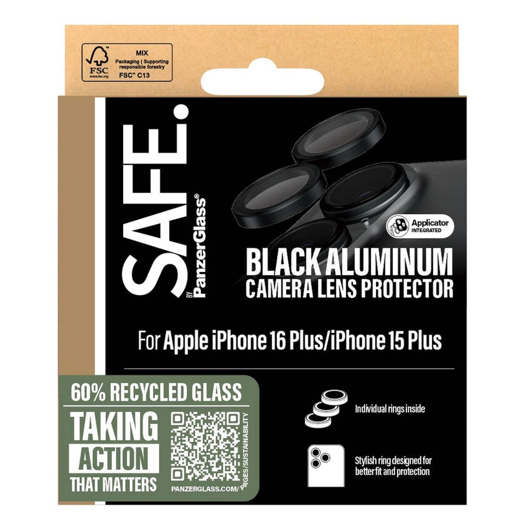 PanzerGlass Durable Aluminium Camera Lens Protector for iPhone 16 Plus and iPhone 15 Plus