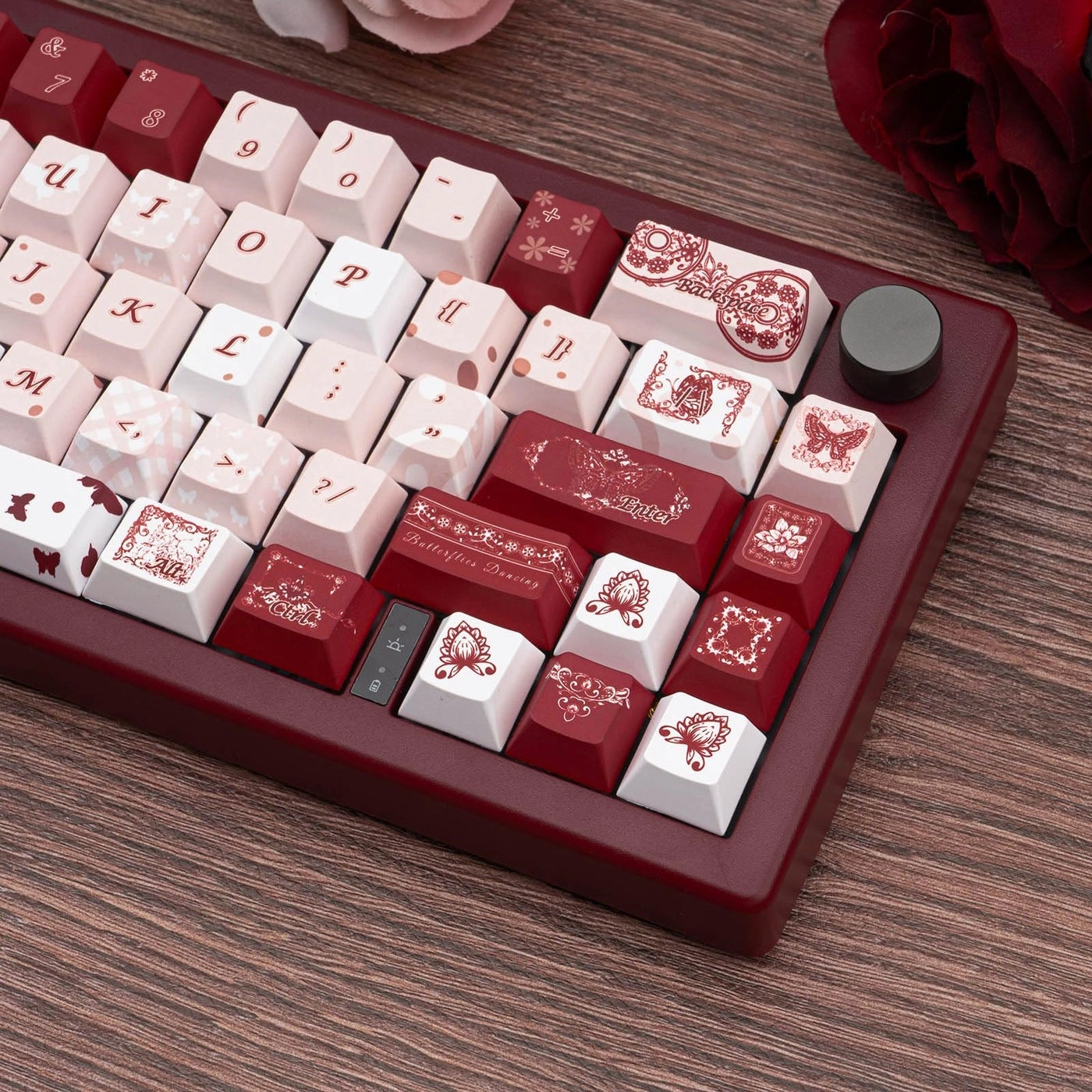 Gradient Cute Pink and White Keycaps Set - ANSI/ISO Keycaps Puller