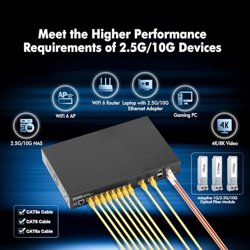 8x2.5G+6x10G Managed - 8-ports