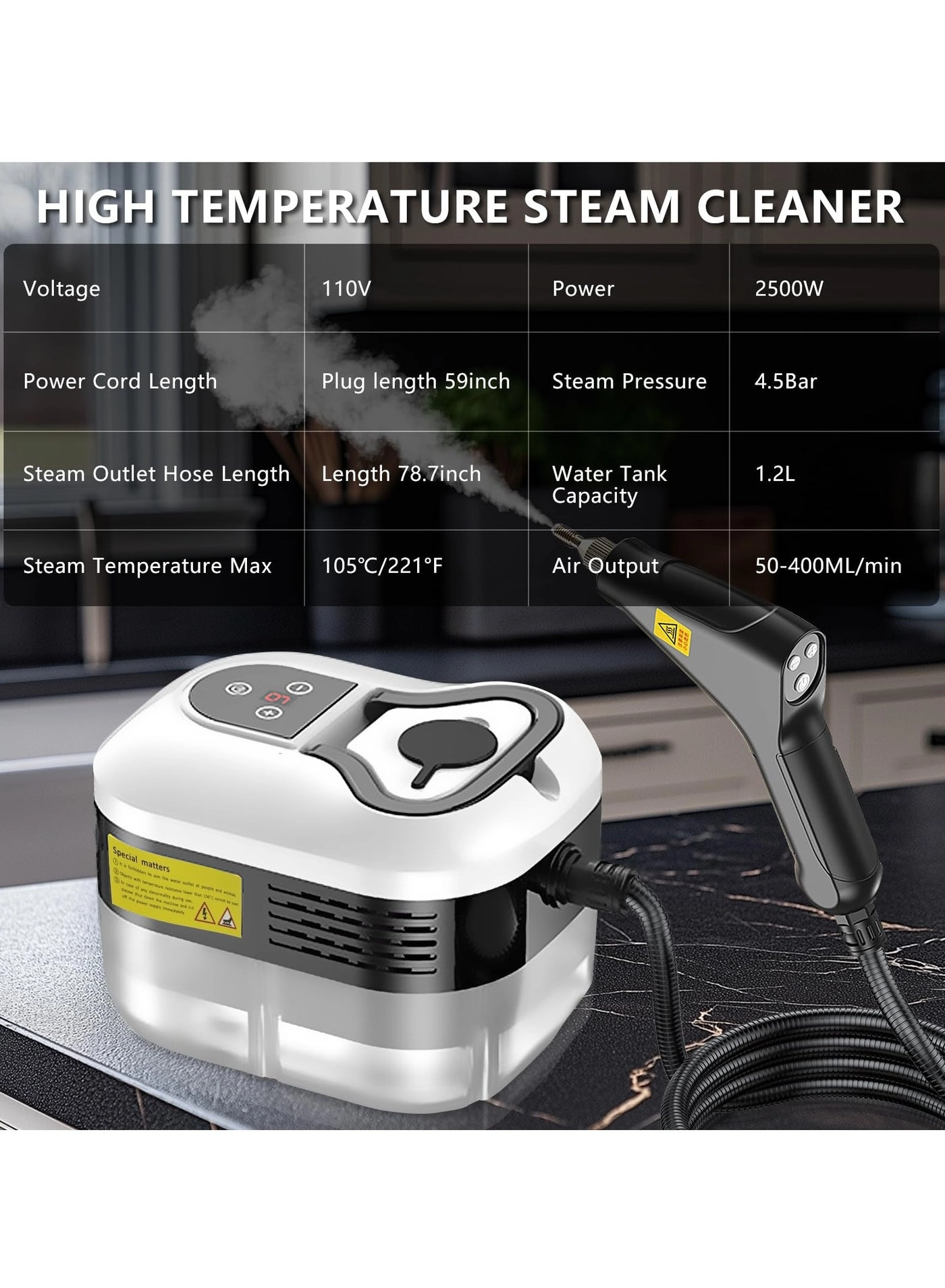 Steam Cleaner - 4.5 BAR 1500ml