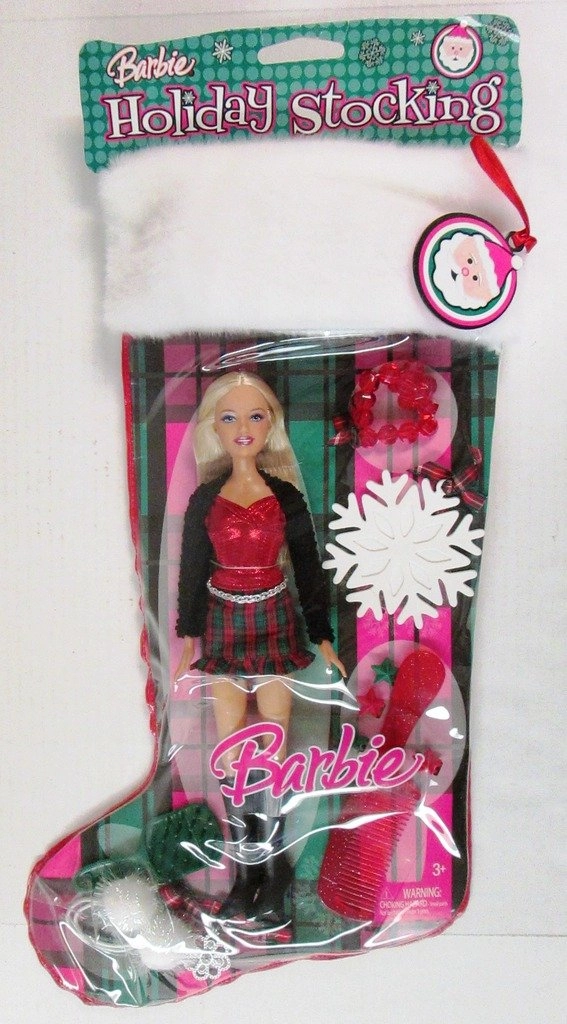 Barbie 2007 Holiday Stocking Set - Doll in Christmas Outfit Pendant Ages 15+