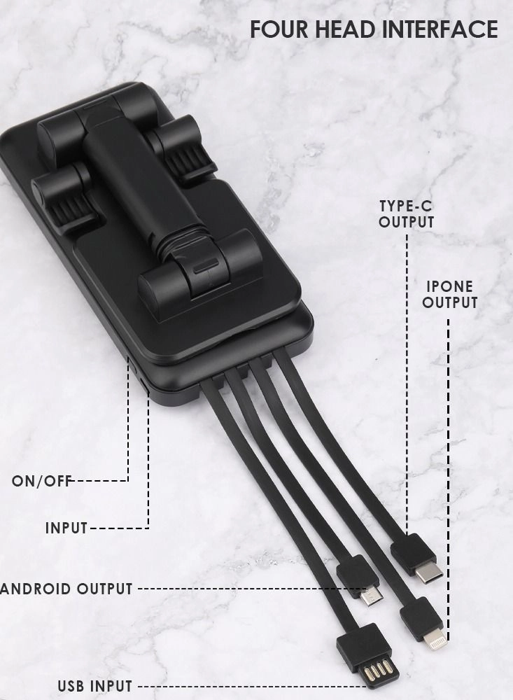 Dual Charge Interface Phone Stand with Power Bank - 10000 Watt-hour