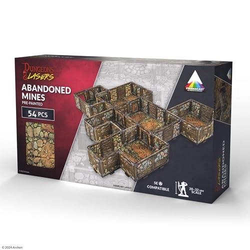 Dungeons & Lasers Abandoned Mines - Prepainted 5E compatible 28mm to 32mm scale