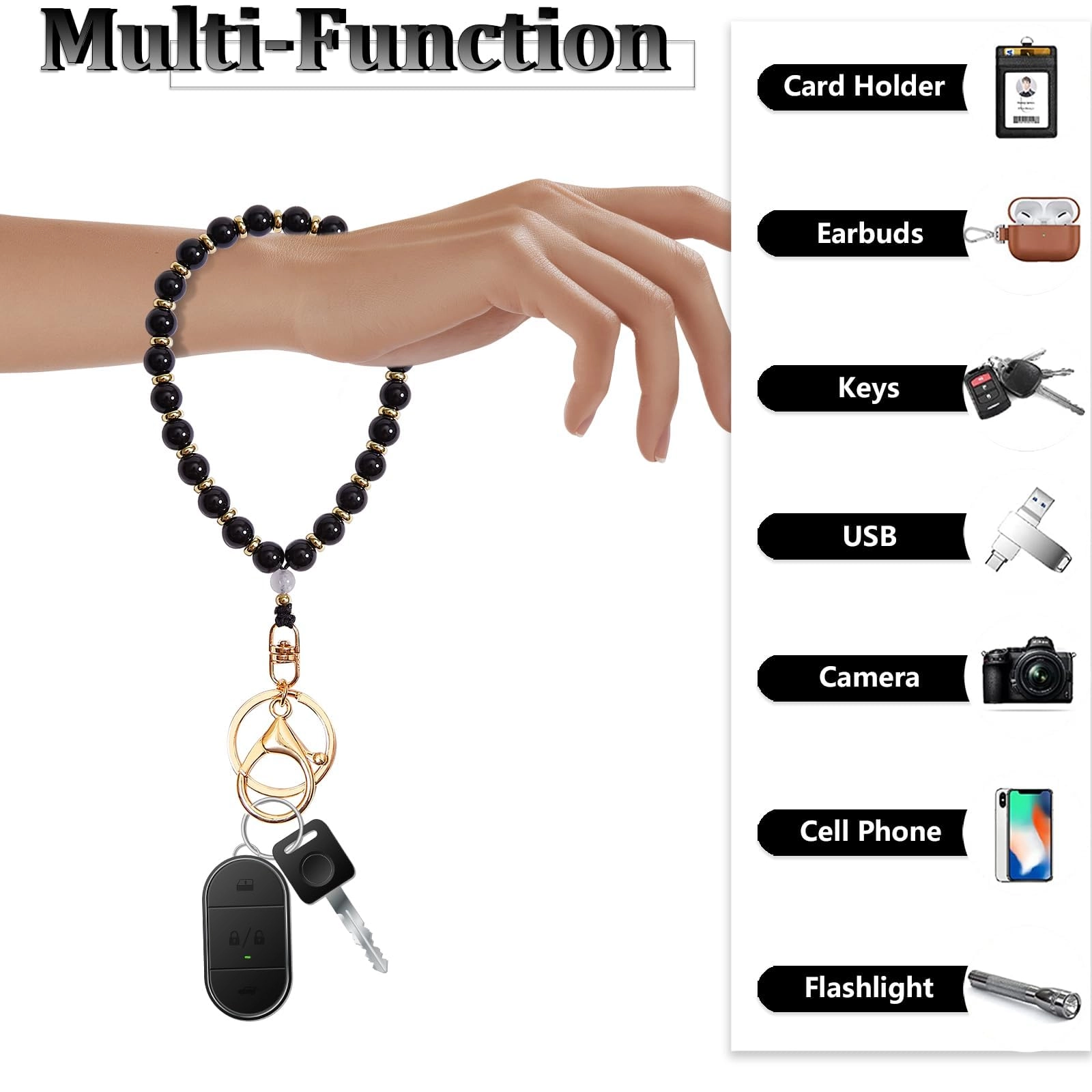 Beaded Keychain Wristlet - crystal keychain