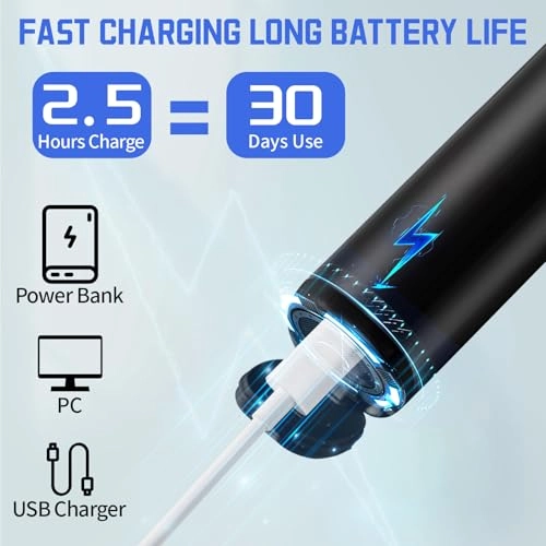 Electric Sonic Toothbrush - 3 Brush Heads 6 Modes 40000 VPM