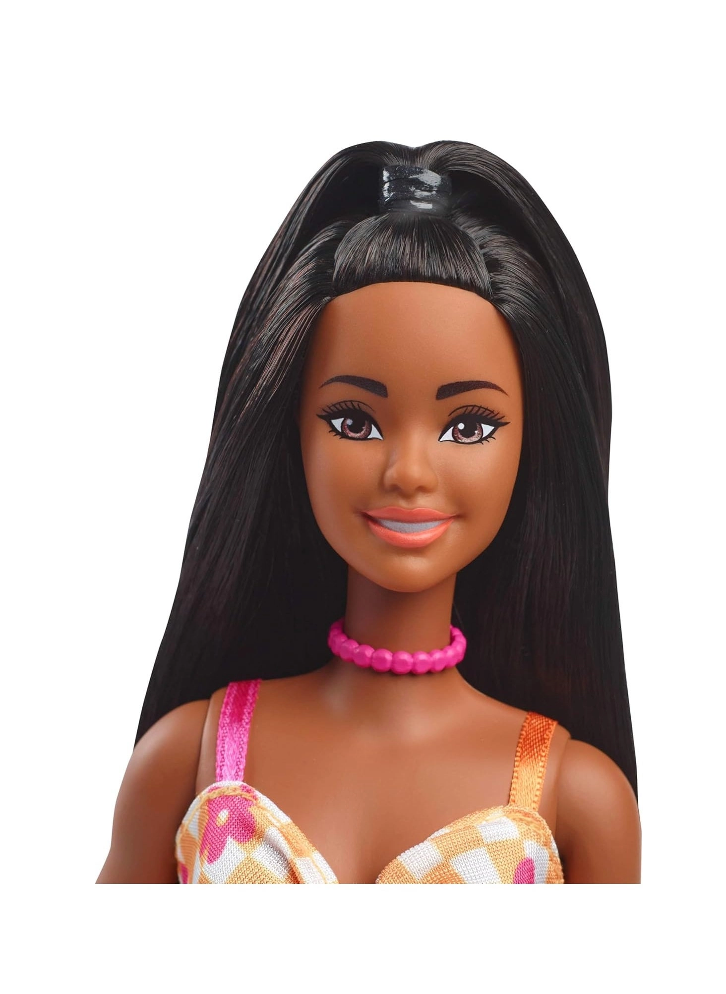 Barbie Fashionistas Flower Check Dress - 30 cm Black Hair Ages 3+