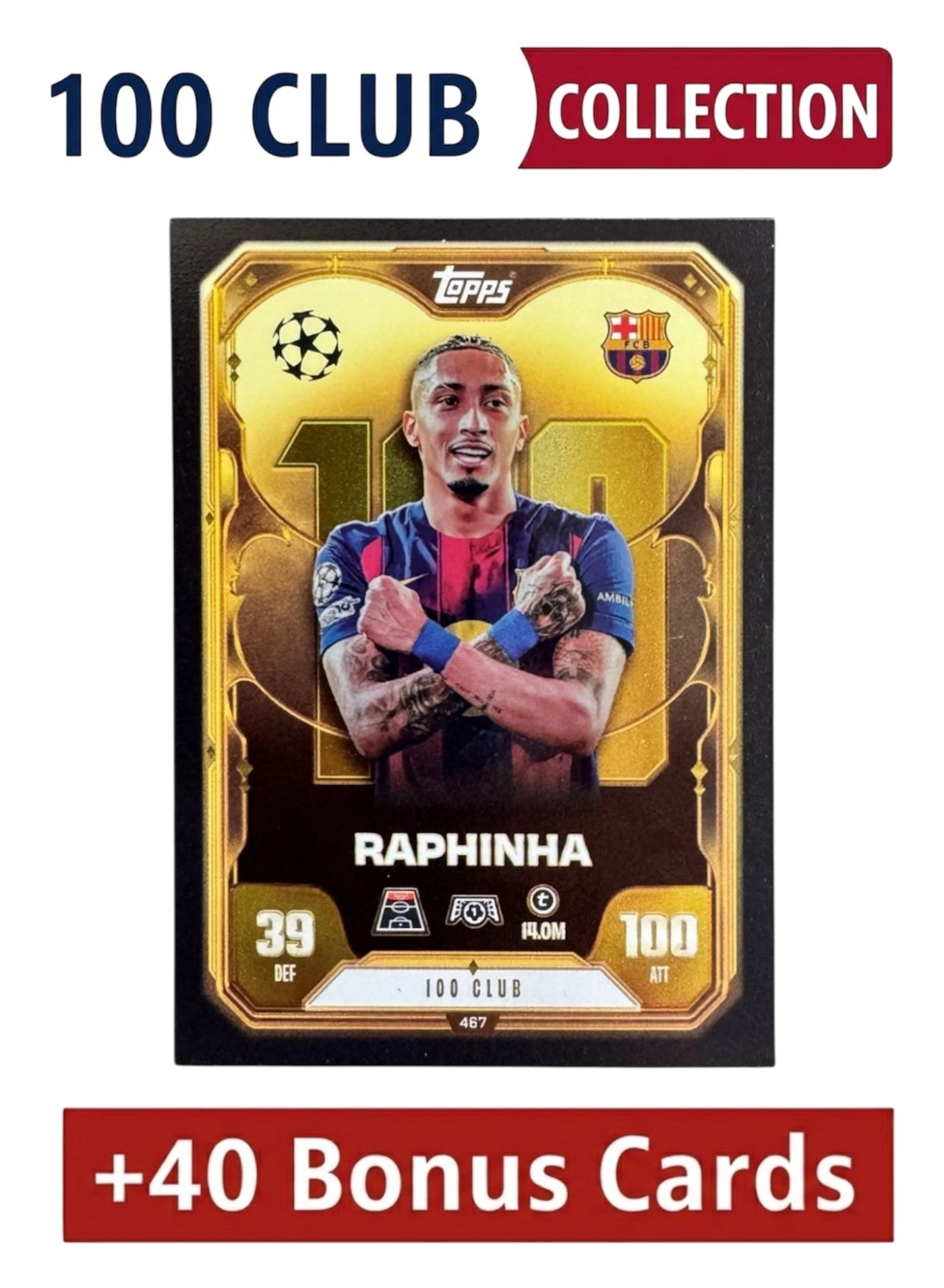 Topps 100 Club Raphinha + Bonus Cards - 41pcs