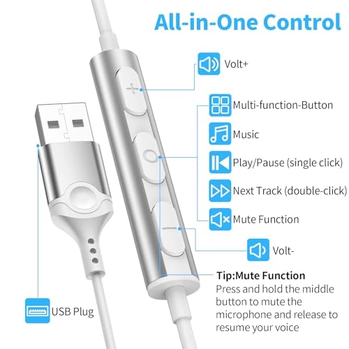 USB Computer Headphones - Wired Headset