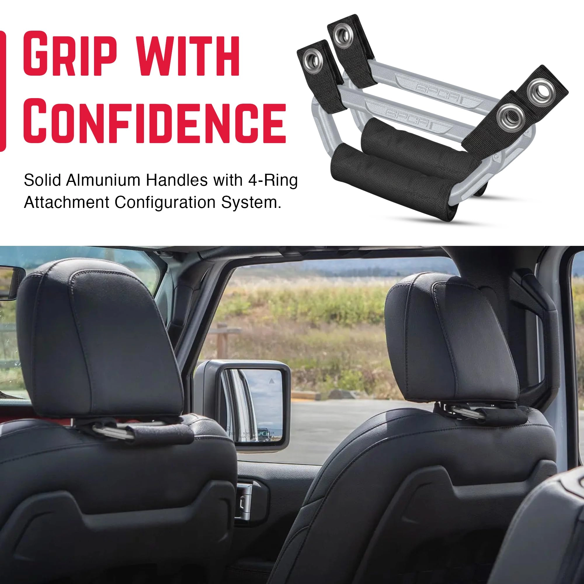 BackGrip Pro - 2-Pack Billet Silver Headrest Handle