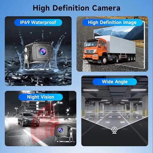 9 Inch LCD Monitor - 1024*600 + Colour Weatherproof Backup Camera - Night Vision Wired 1280H x 960V