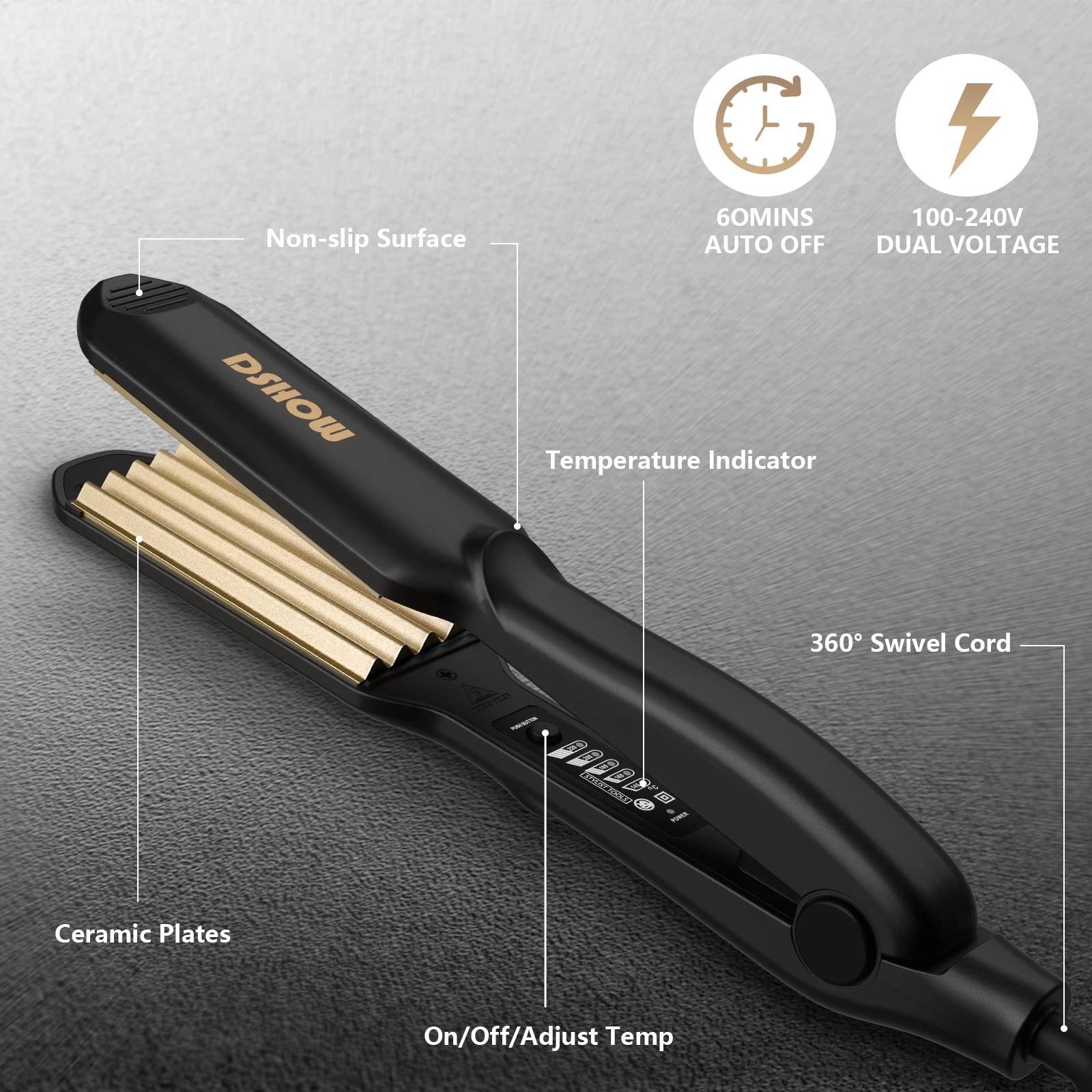Hair Crimper - Titanium Ceramic Plates 220°C Dual-voltage(100-240V)