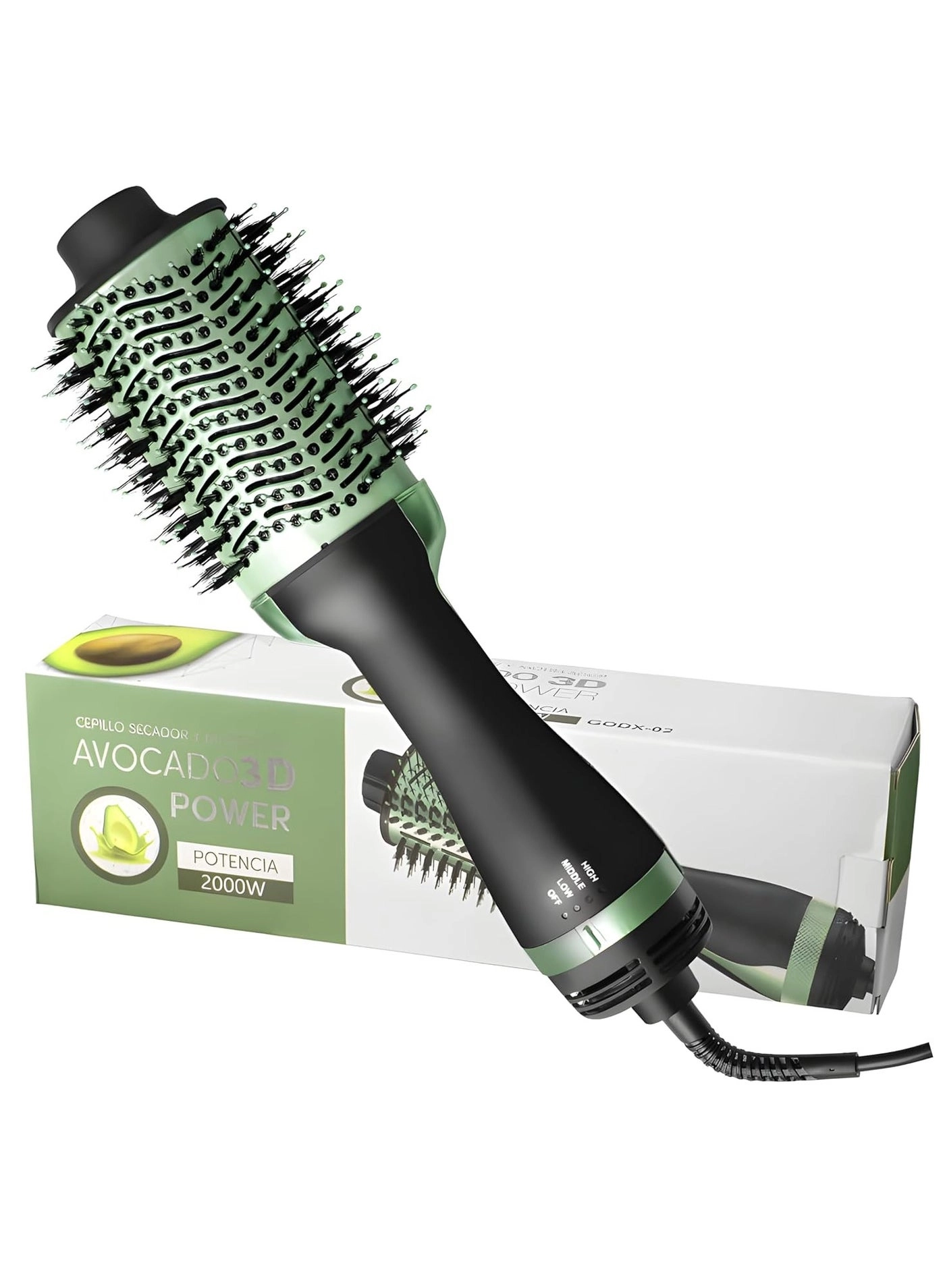 Avocado 3D Hair Dryer Brush - Green Hot Air