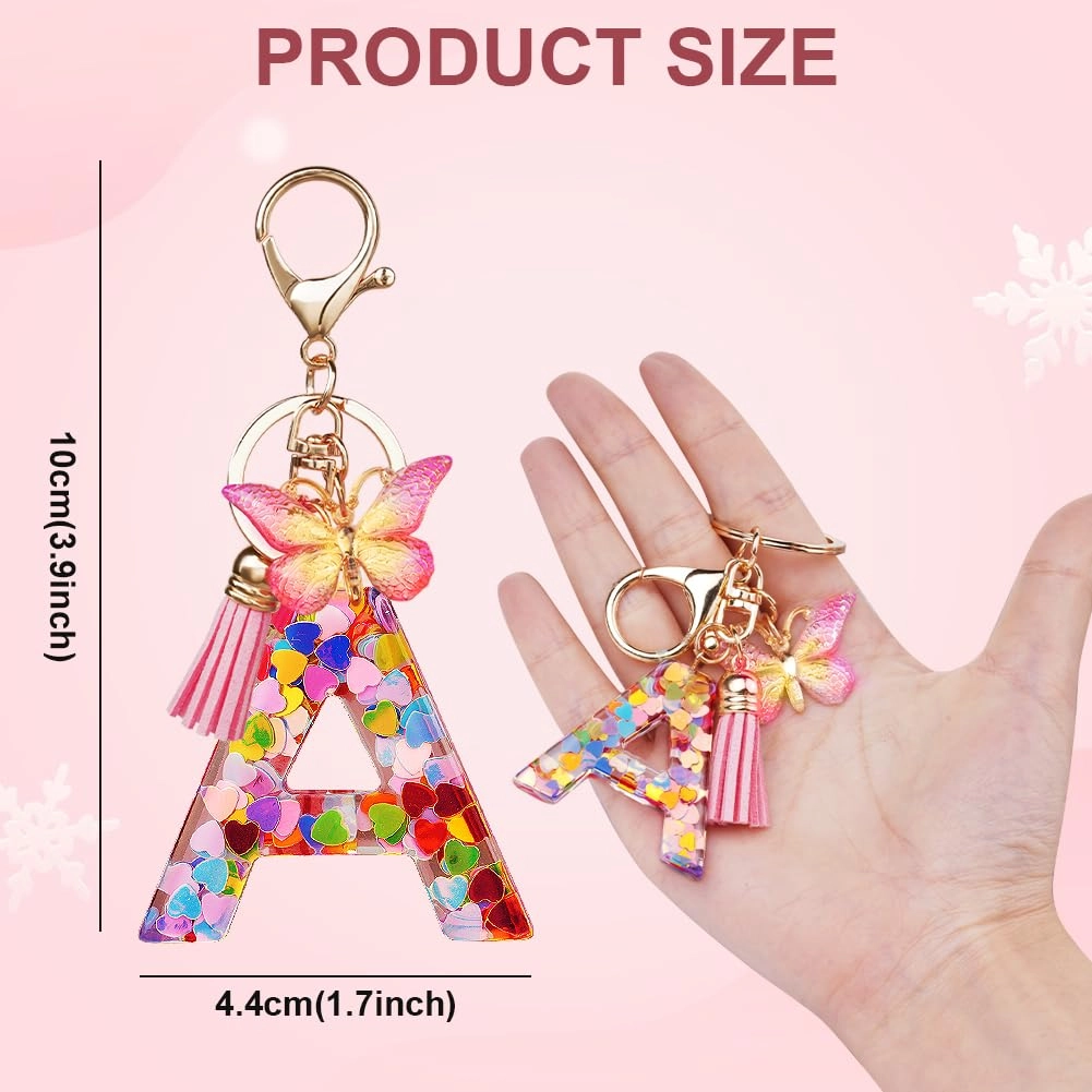 Initial Letter Keychain - Butterfly