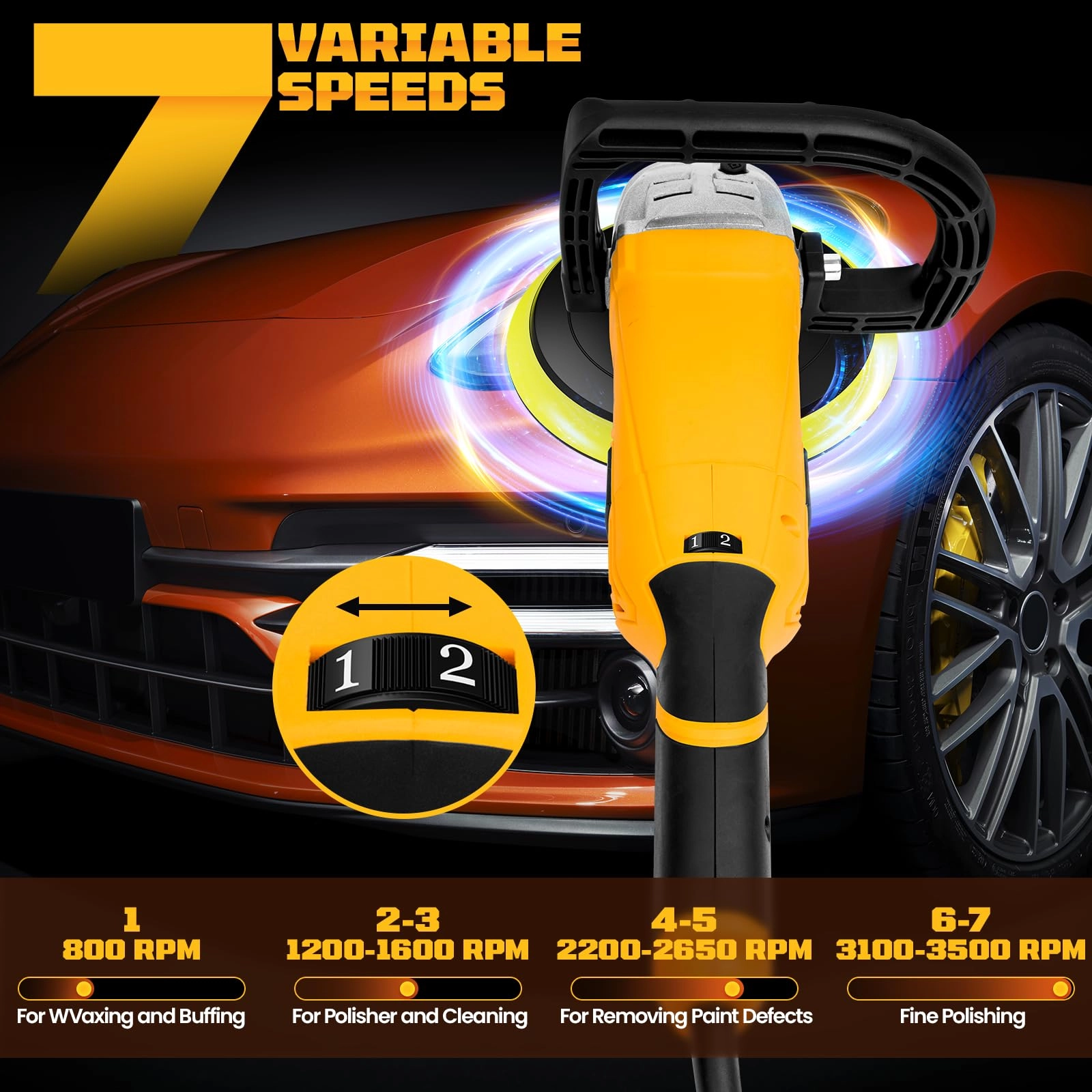 Car Polisher - 1600W 5/6/7 Inch