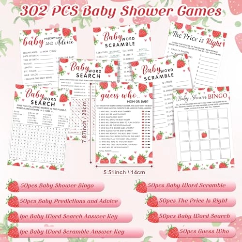 Strawberry Theme Baby Shower Games - 302 piece(s) 6 - 15 years English
