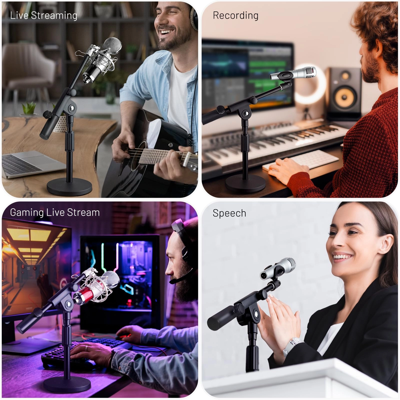 Desktop Microphone Stand - Black Tripod