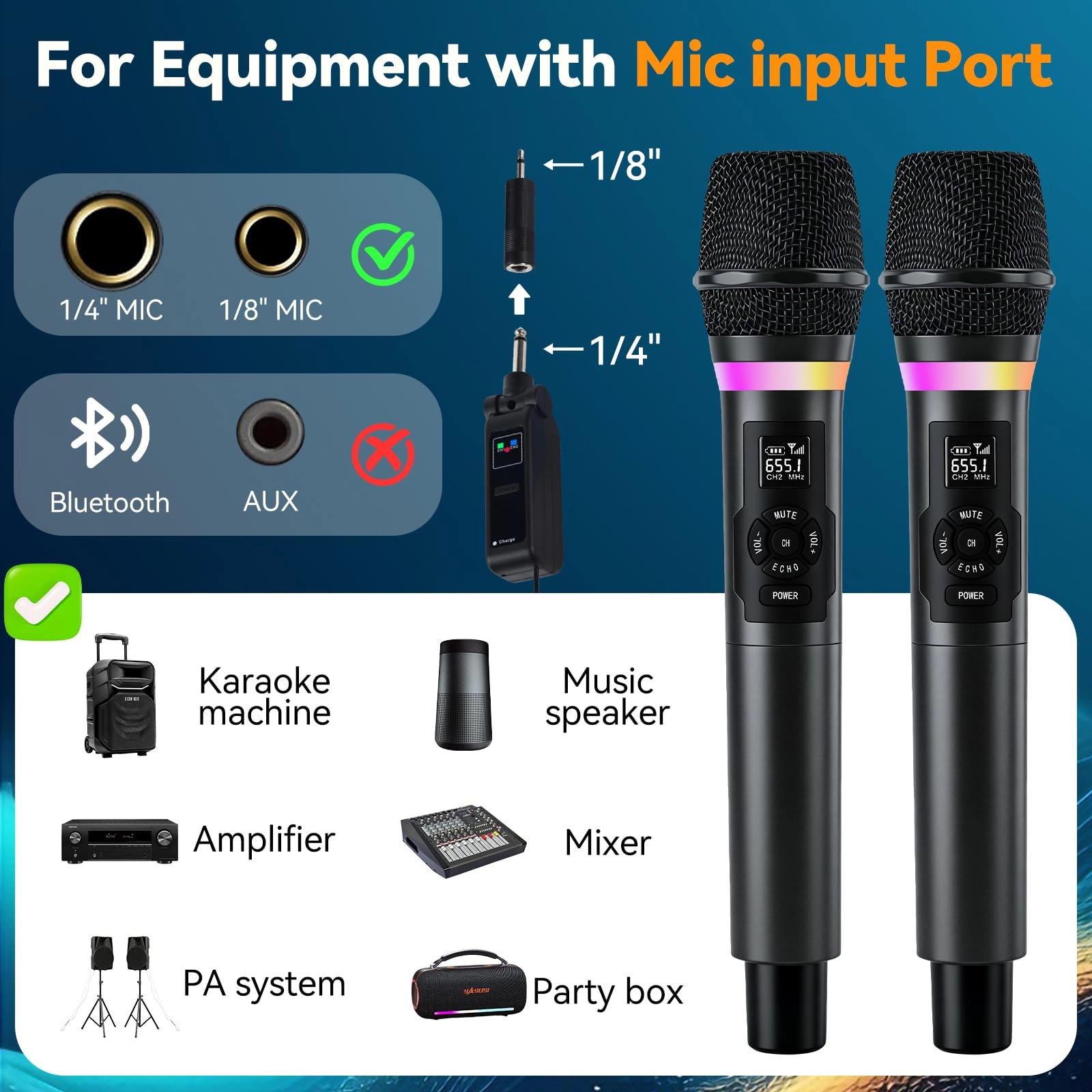 wireless handhold microphone - 2x 2.4GHz