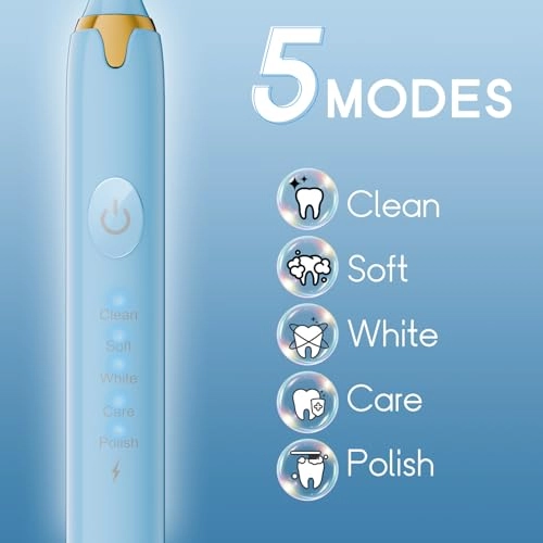 Sonic Electric Toothbrush - 42,000 VPM 2 Minute Timer 5 Modes Pack