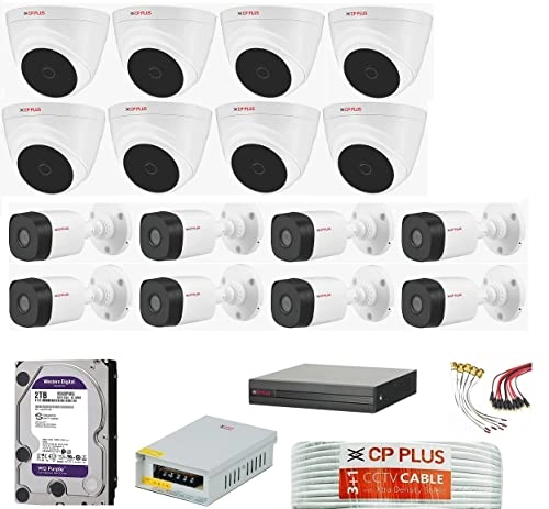 16 CH DVR + 2.4 MP Dome Camera + 2.4 MP Bullete Camera + 2 TB Hard Drive + 16 CH SMPS + 90 Meter Cable and Connectors