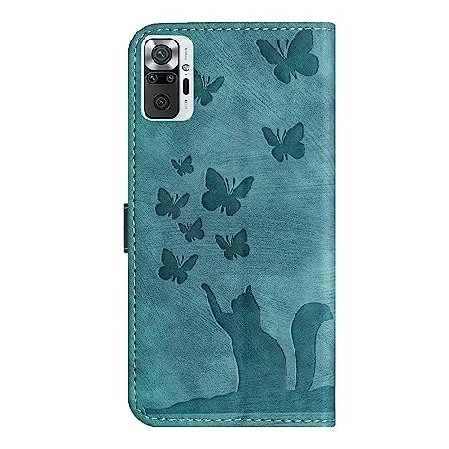 Cute Cat Case Wallet Embossed Flip Cover - PU Leather TPU for Xiaomi Redmi Note 10 Pro