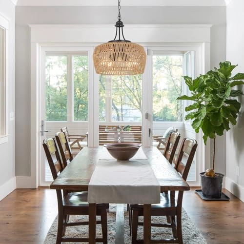 Rattan Chandelier - 19.7 to 80(MAX) inches