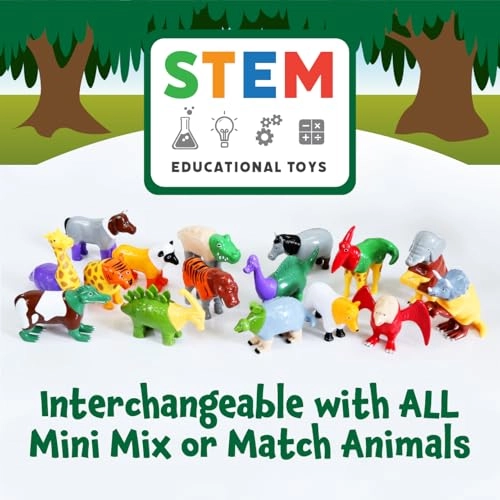 Mix or Match Mini Jungle Animals Toy Set - 3 years and up 28 pieces