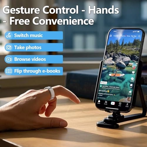 Smart Ring - Gesture Control Blood Oxygen & Heart Rate Monitor Waterproof