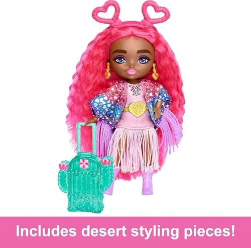 Extra Fly Minis Travel Doll - 5.5-inch Magenta Hair Desert Ages 3+