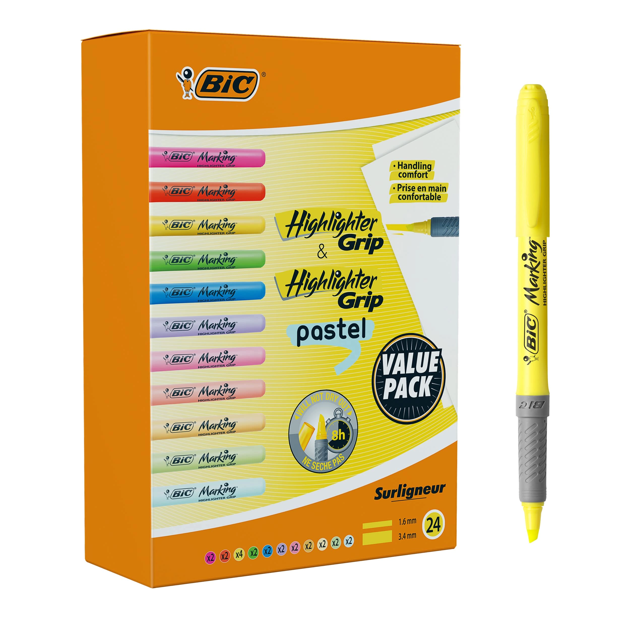 BIC Highlighter Grip - Pastel and Neon Bold