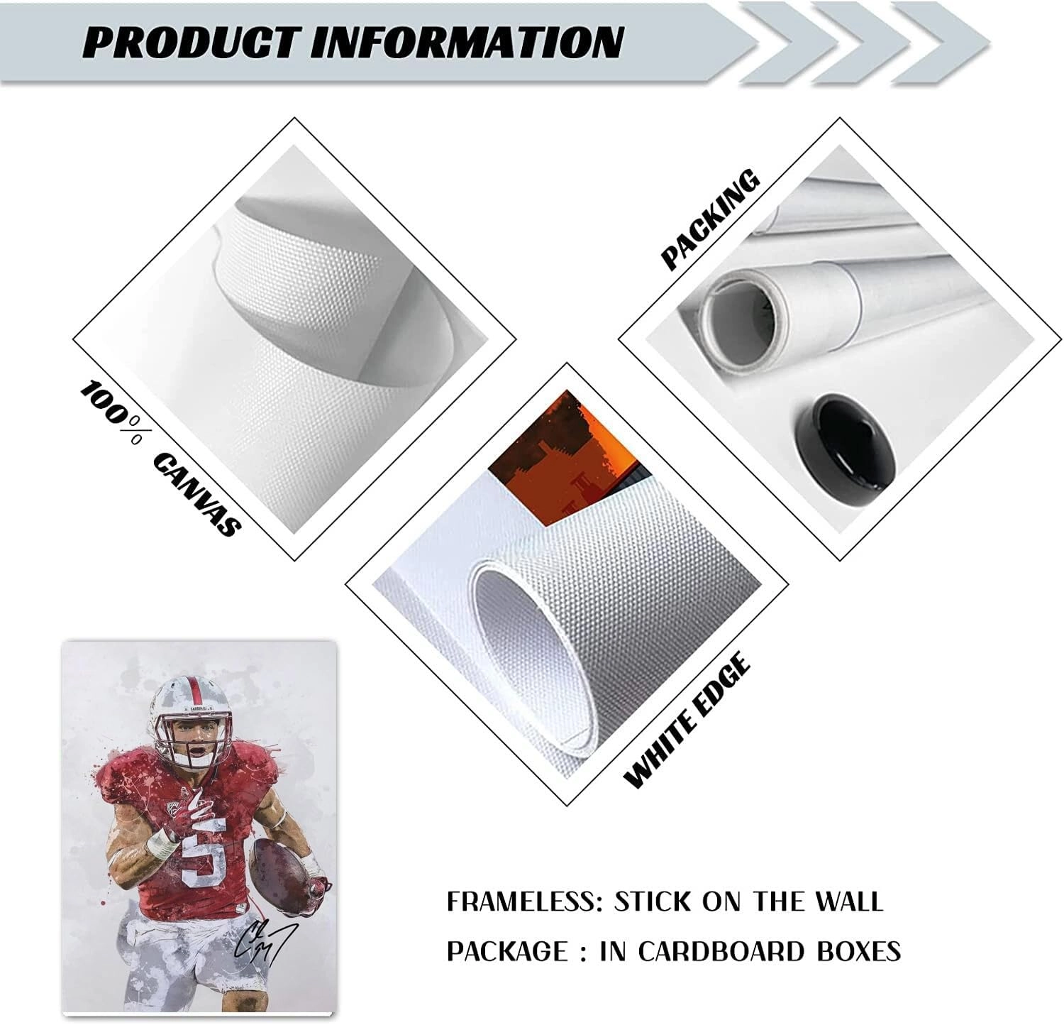 Christian McCaffrey Poster - Canvas 24 x 36 in Unframed