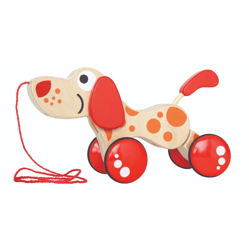 Walk A Long Puppy - Wooden Pull Toy Red